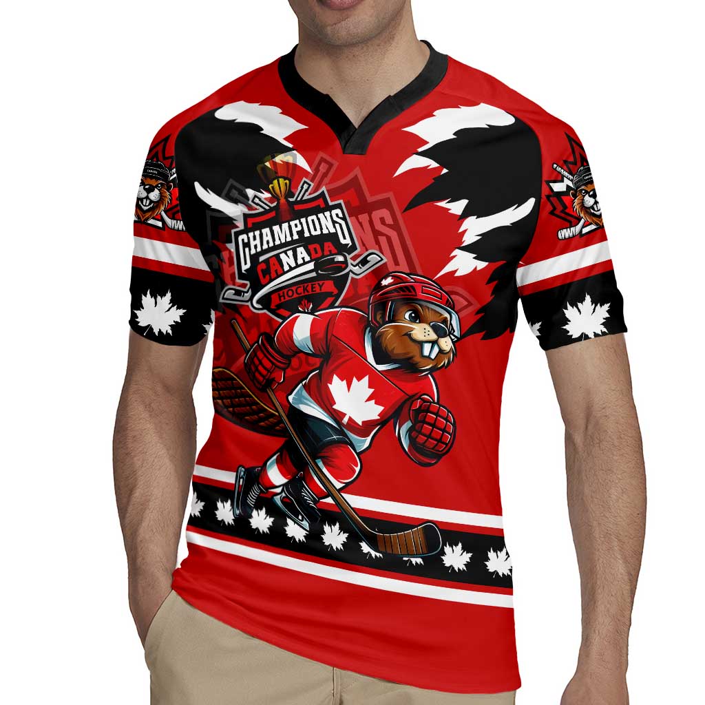 Personalized Champions Canada Hockey Rugby Jersey Fierce Beaver on Ice