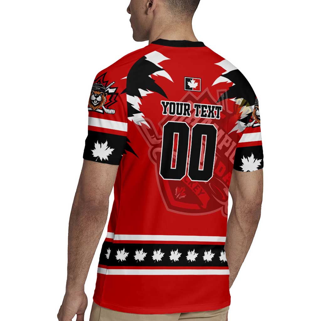 Personalized Champions Canada Hockey Rugby Jersey Fierce Beaver on Ice