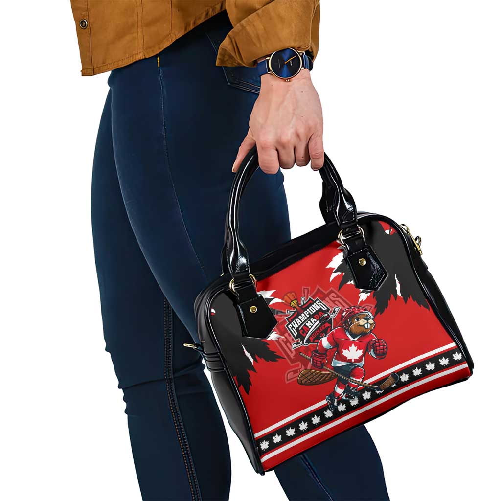 Champions Canada Hockey Shoulder Handbag Fierce Beaver on Ice