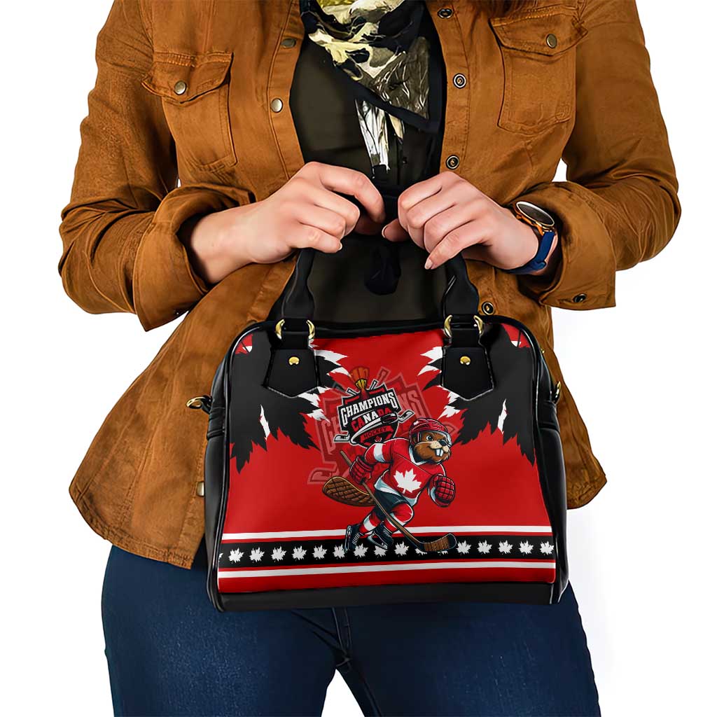 Champions Canada Hockey Shoulder Handbag Fierce Beaver on Ice