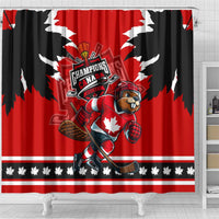 Champions Canada Hockey Shower Curtain Fierce Beaver on Ice