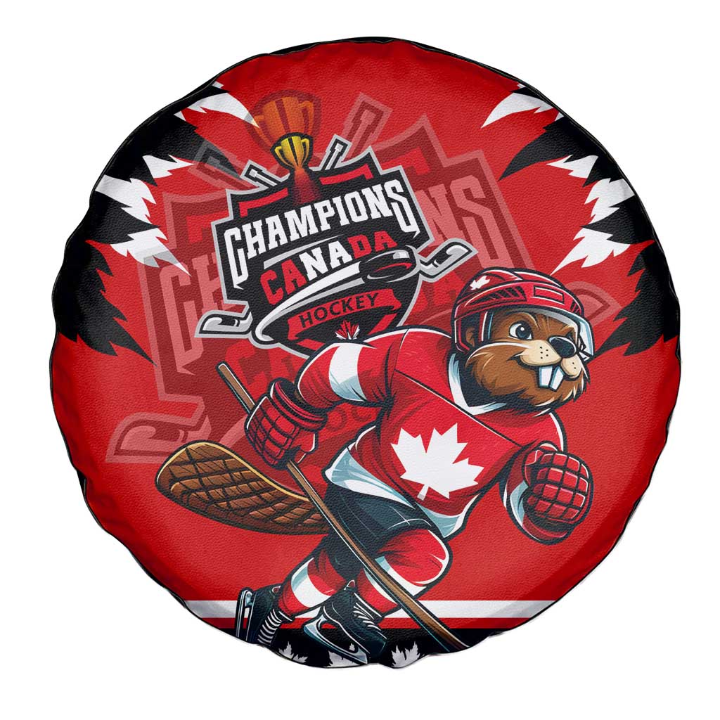 Champions Canada Hockey Spare Tire Cover Fierce Beaver on Ice