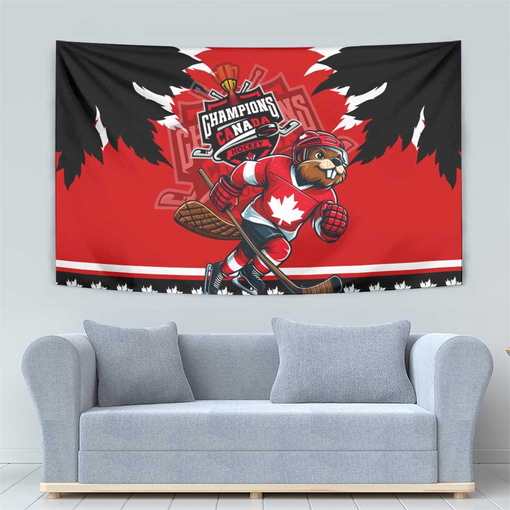 Champions Canada Hockey Tapestry Fierce Beaver on Ice