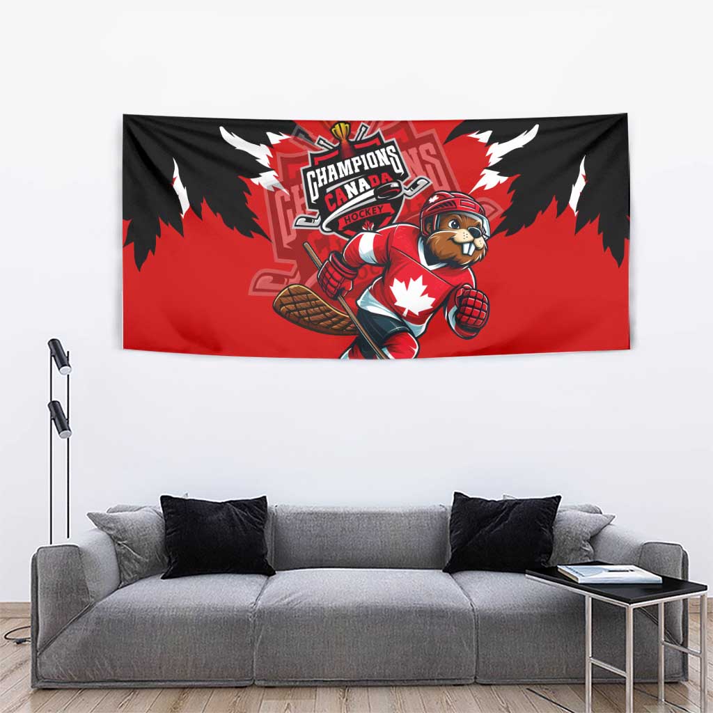 Champions Canada Hockey Tapestry Fierce Beaver on Ice