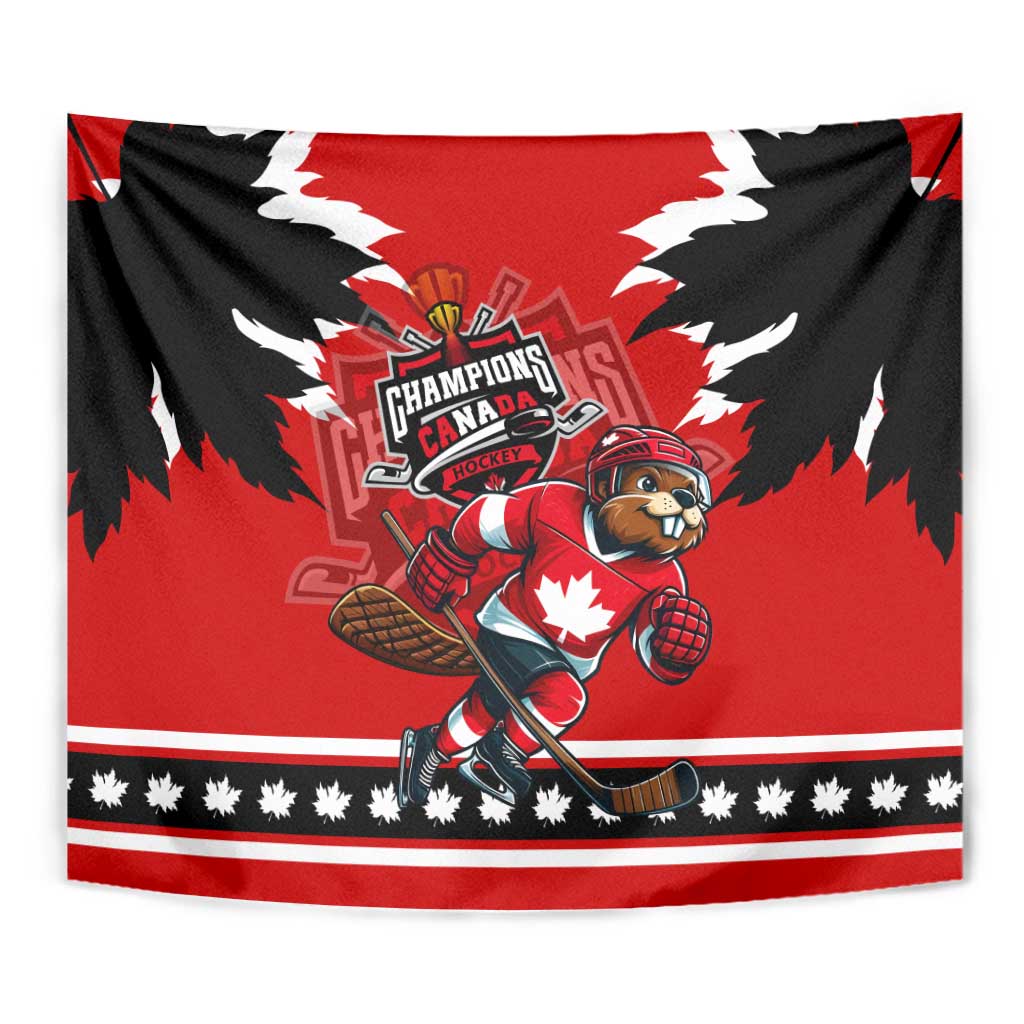Champions Canada Hockey Tapestry Fierce Beaver on Ice