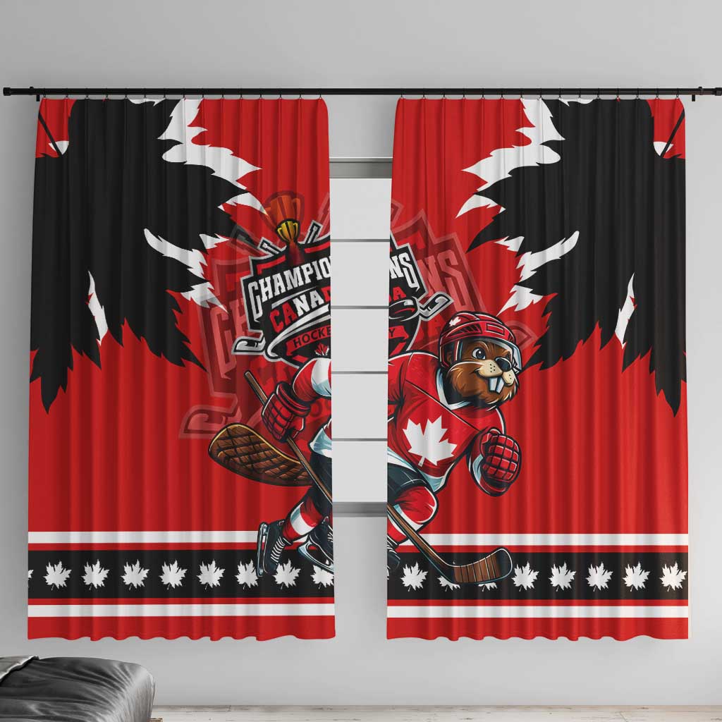 Champions Canada Hockey Window Curtain Fierce Beaver on Ice