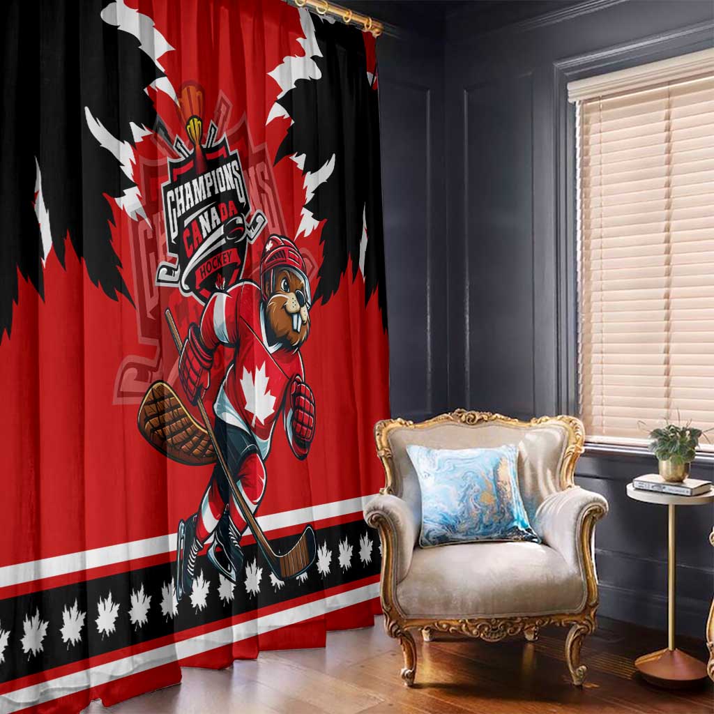 Champions Canada Hockey Window Curtain Fierce Beaver on Ice