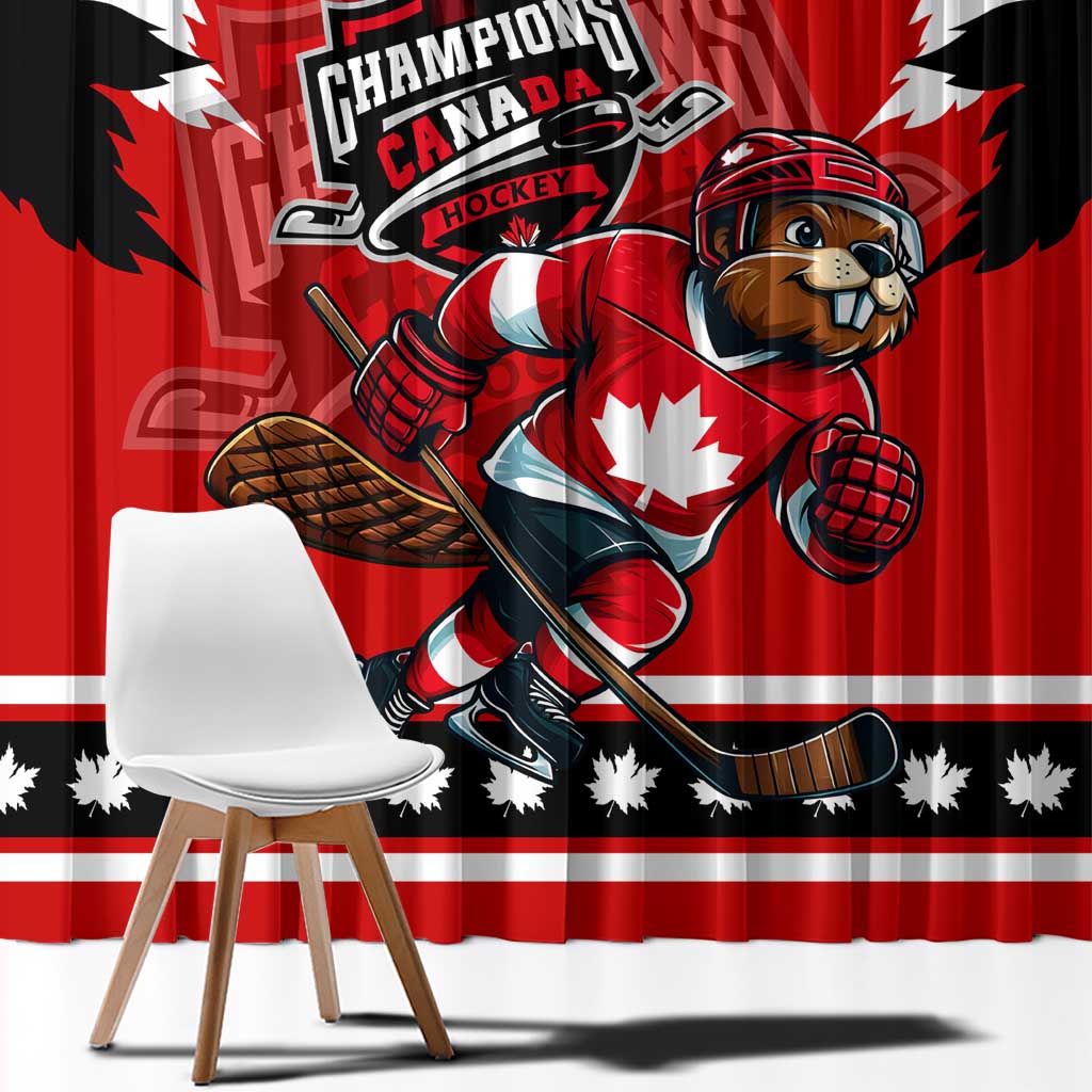 Champions Canada Hockey Window Curtain Fierce Beaver on Ice