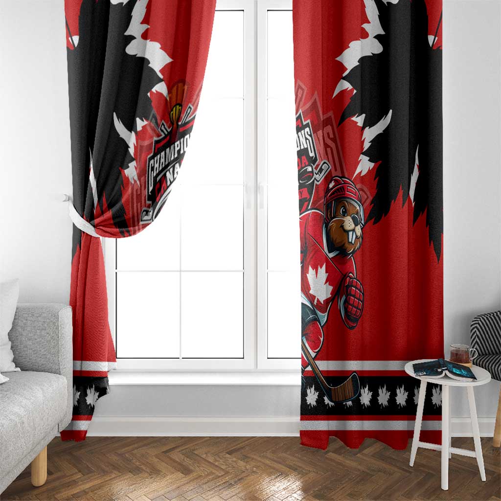 Champions Canada Hockey Window Curtain Fierce Beaver on Ice