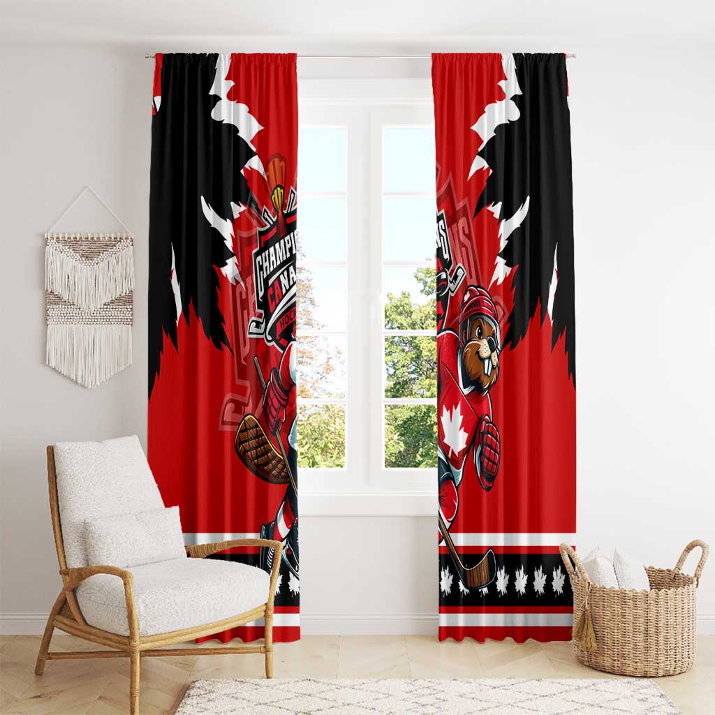 Champions Canada Hockey Window Curtain Fierce Beaver on Ice