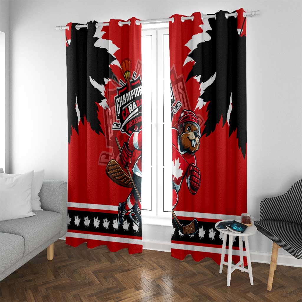Champions Canada Hockey Window Curtain Fierce Beaver on Ice
