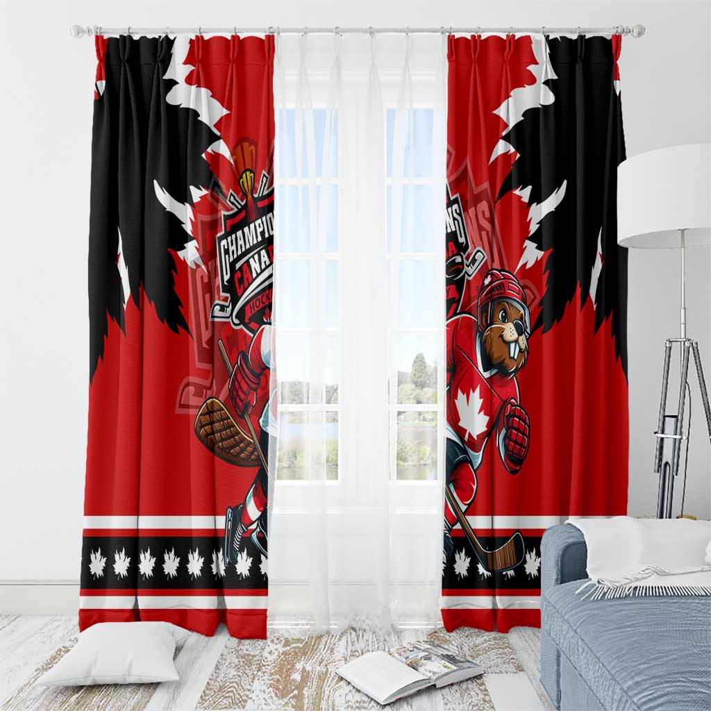 Champions Canada Hockey Window Curtain Fierce Beaver on Ice