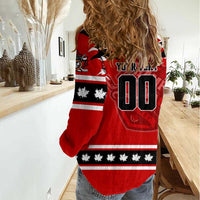 Personalized Champions Canada Hockey Women Casual Shirt Fierce Beaver on Ice