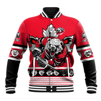 Personalized Polar Bear Hockey Canada Baseball Jacket Maple Leaf Ice Warrior