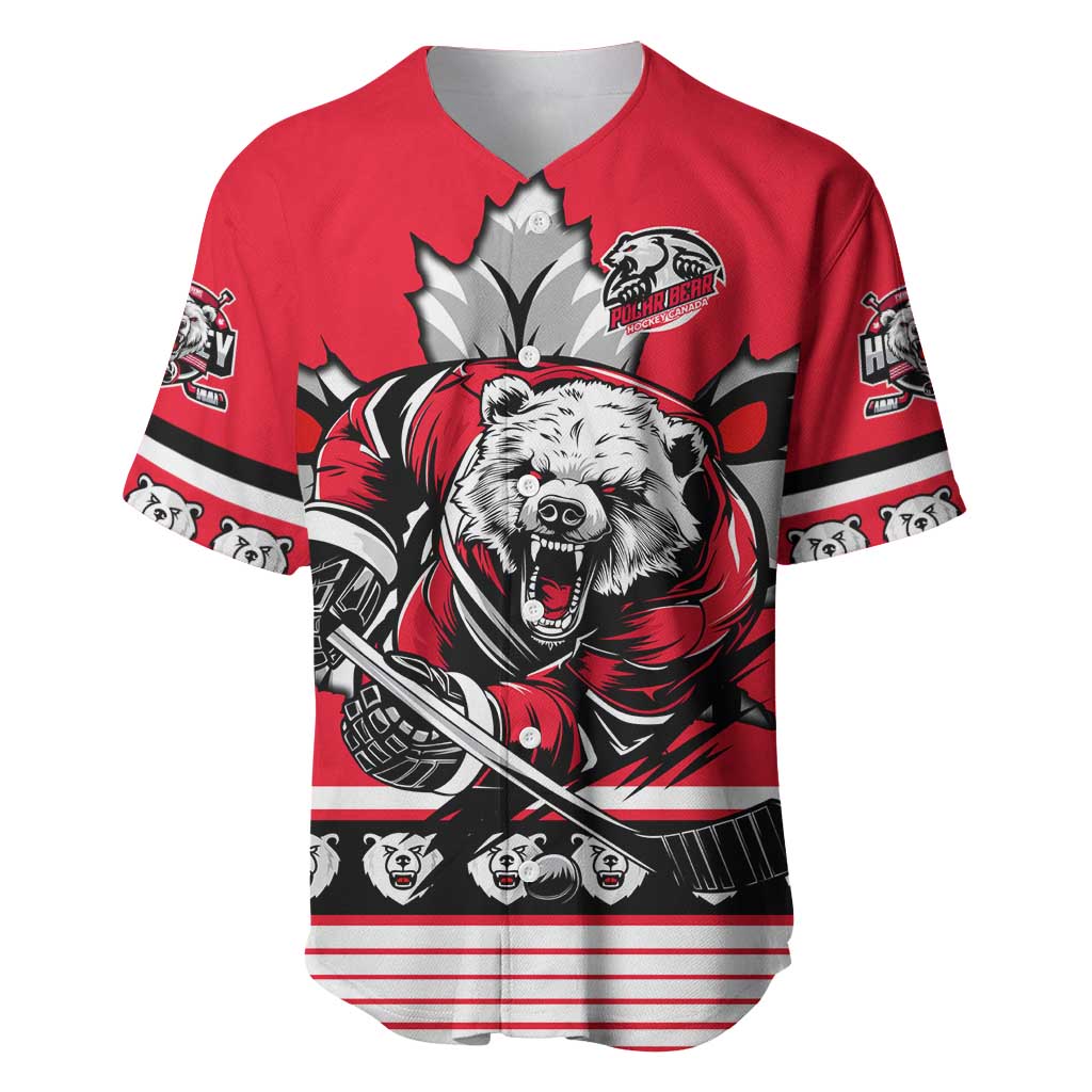 Personalized Polar Bear Hockey Canada Baseball Jersey Maple Leaf Ice Warrior