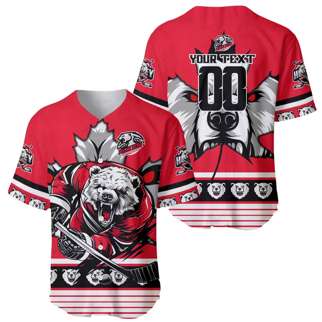 Personalized Polar Bear Hockey Canada Baseball Jersey Maple Leaf Ice Warrior