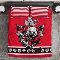 Polar Bear Hockey Canada Bedding Set Maple Leaf Ice Warrior