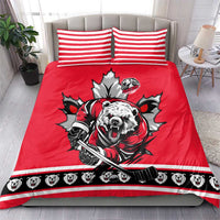 Polar Bear Hockey Canada Bedding Set Maple Leaf Ice Warrior