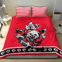 Polar Bear Hockey Canada Bedding Set Maple Leaf Ice Warrior