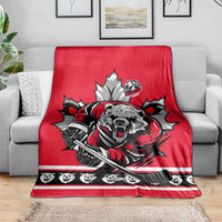 Polar Bear Hockey Canada Blanket Maple Leaf Ice Warrior