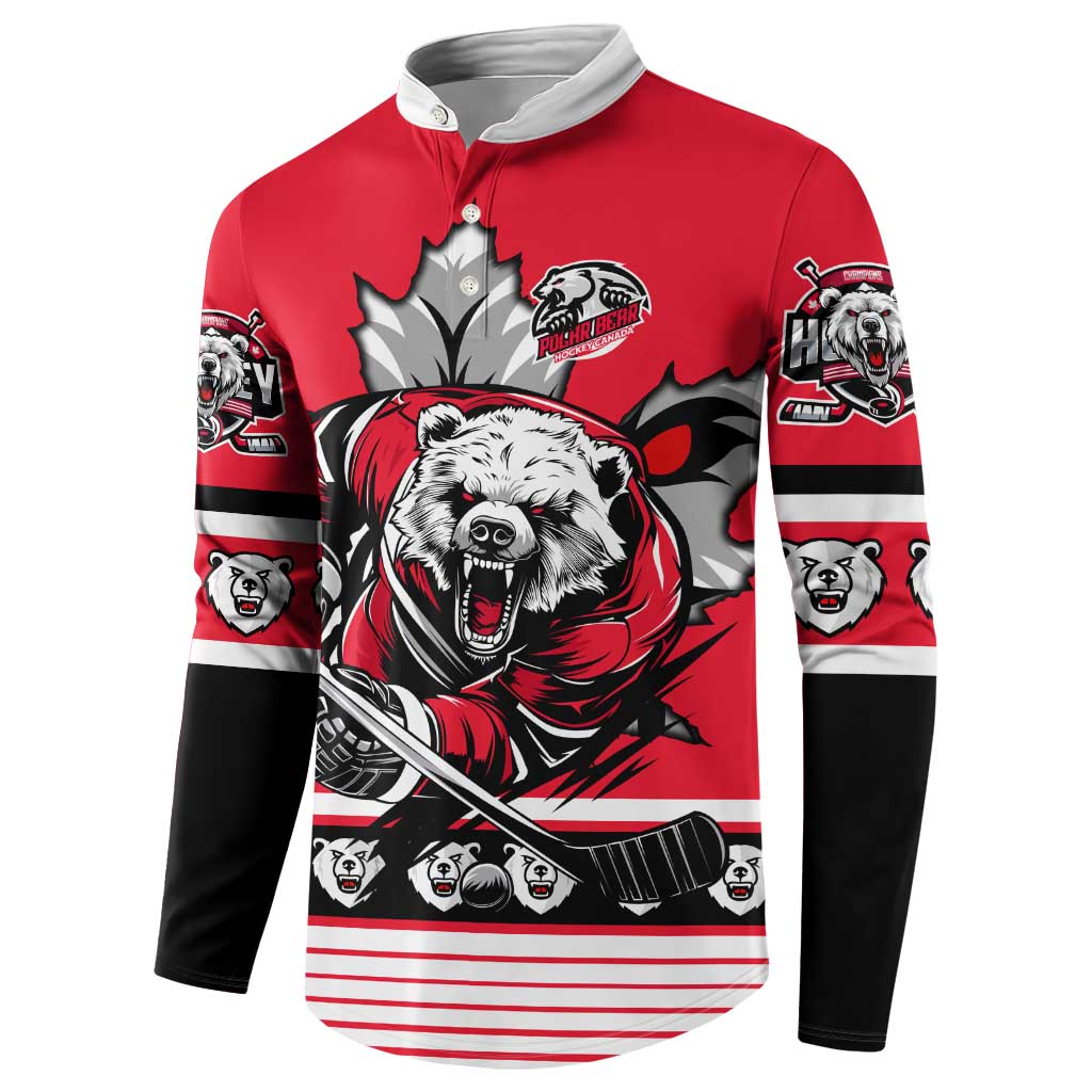 Personalized Polar Bear Hockey Canada Button Sweatshirt Maple Leaf Ice Warrior