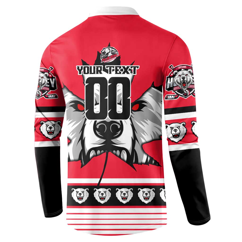 Personalized Polar Bear Hockey Canada Button Sweatshirt Maple Leaf Ice Warrior