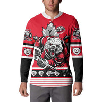 Personalized Polar Bear Hockey Canada Button Sweatshirt Maple Leaf Ice Warrior