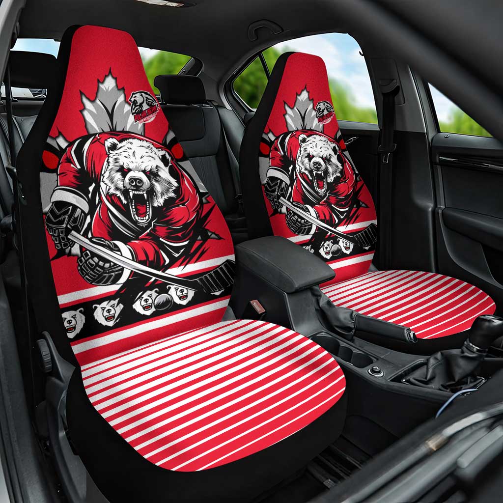 Polar Bear Hockey Canada Car Seat Cover Maple Leaf Ice Warrior