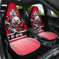 Polar Bear Hockey Canada Car Seat Cover Maple Leaf Ice Warrior