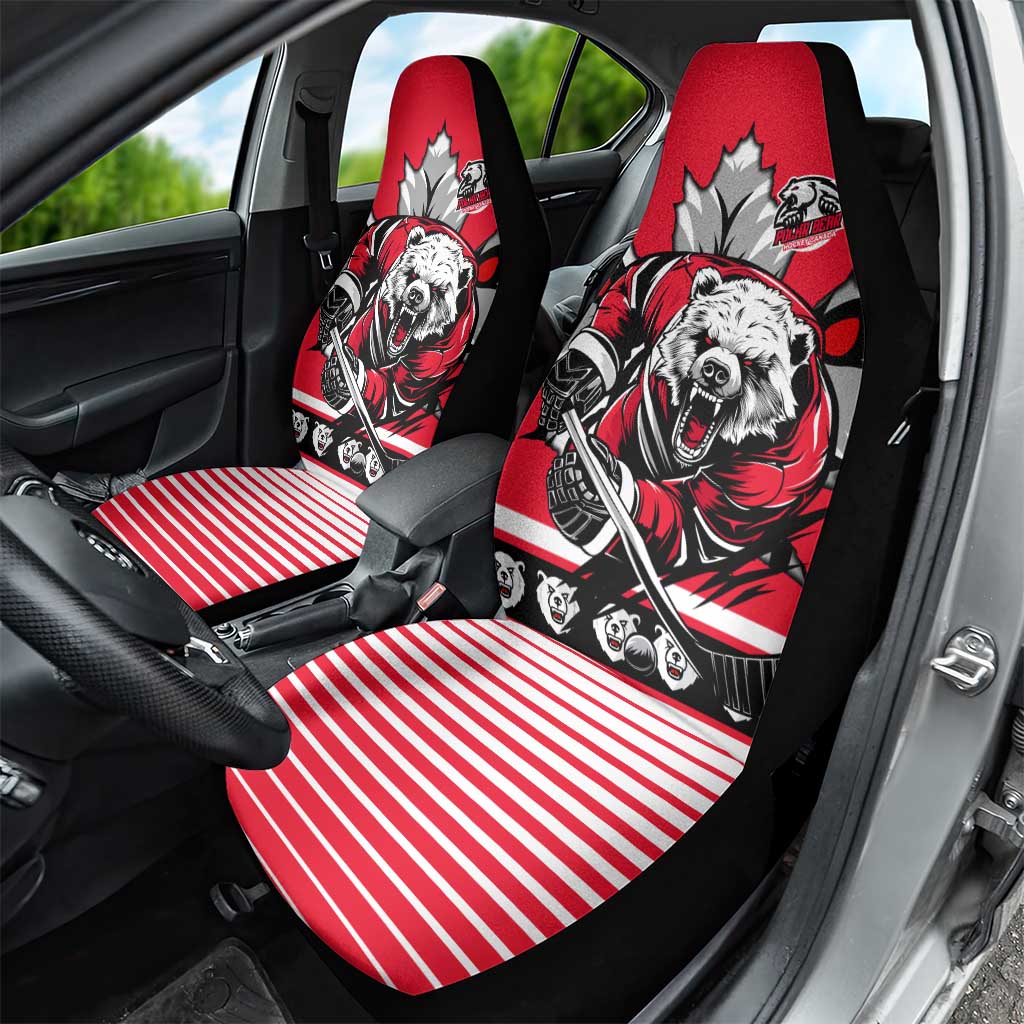 Polar Bear Hockey Canada Car Seat Cover Maple Leaf Ice Warrior