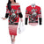 Personalized Polar Bear Hockey Canada Couples Matching Off The Shoulder Long Sleeve Dress and Long Sleeve Button Shirt Maple Leaf Ice Warrior