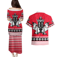Personalized Polar Bear Hockey Canada Couples Matching Puletasi and Hawaiian Shirt Maple Leaf Ice Warrior