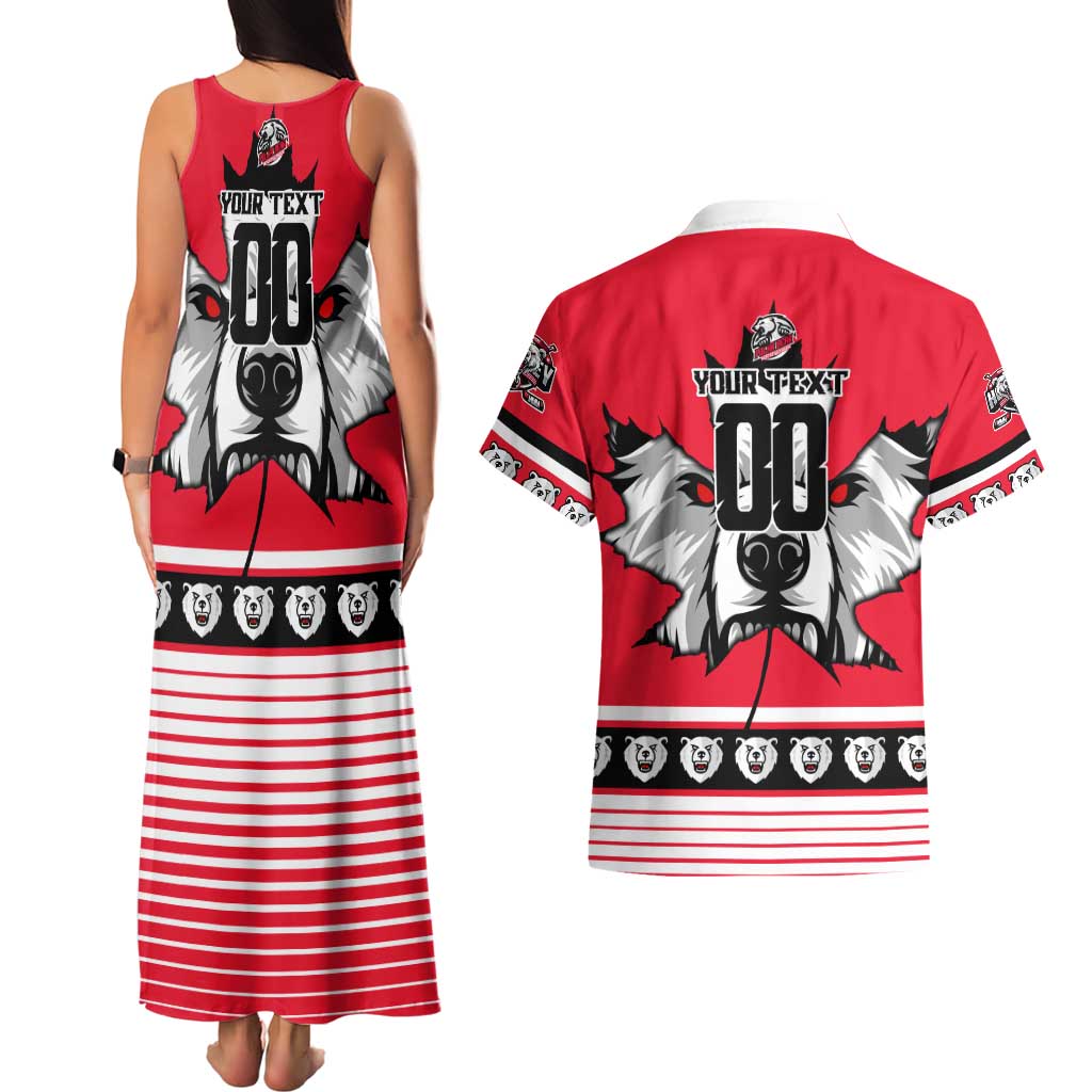 Personalized Polar Bear Hockey Canada Couples Matching Tank Maxi Dress and Hawaiian Shirt Maple Leaf Ice Warrior
