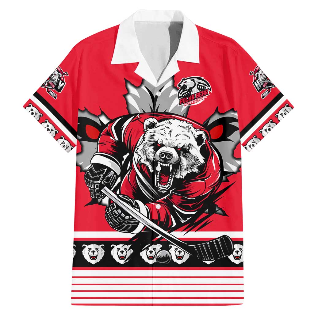 Personalized Polar Bear Hockey Canada Family Matching Mermaid Dress and Hawaiian Shirt Maple Leaf Ice Warrior