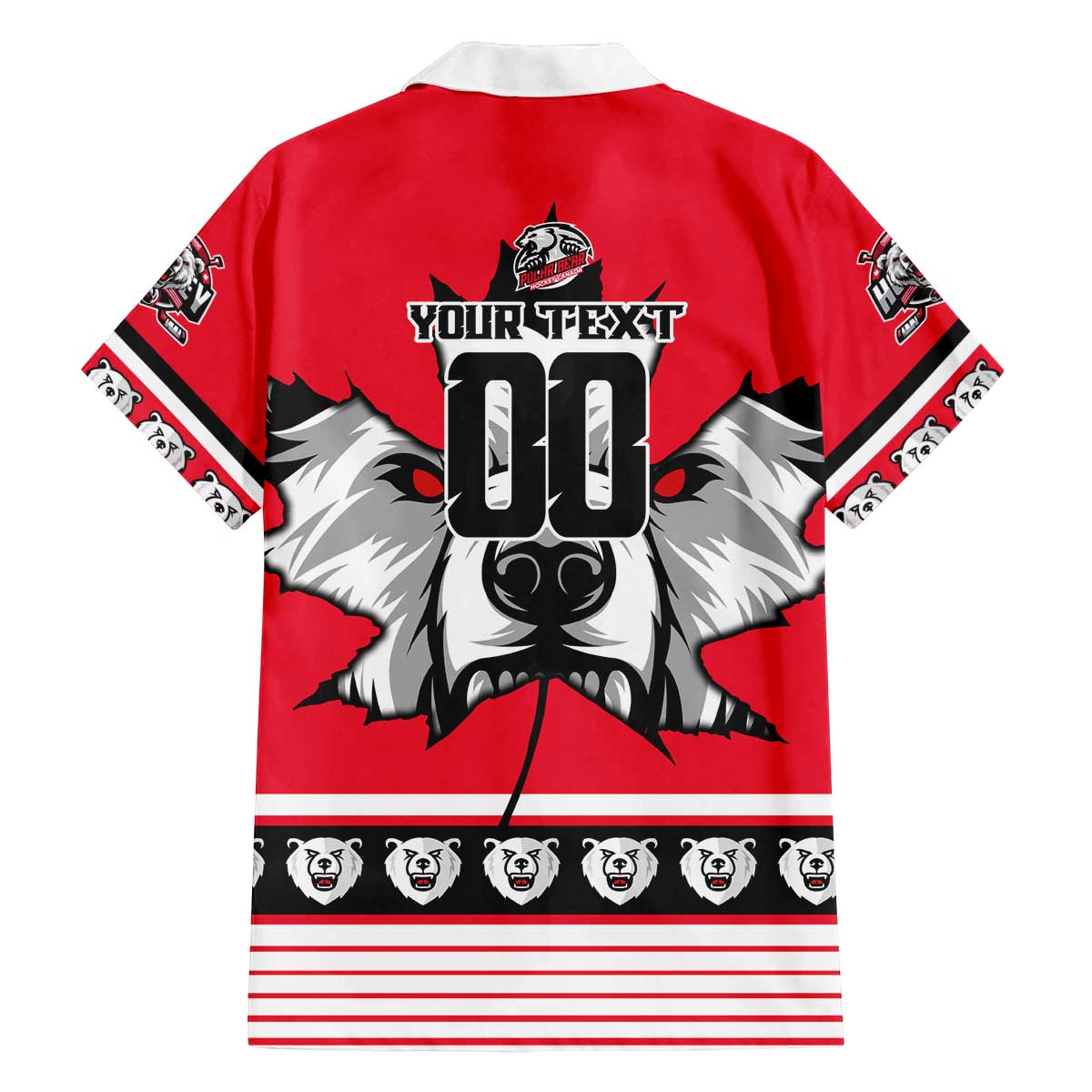 Personalized Polar Bear Hockey Canada Family Matching Off The Shoulder Long Sleeve Dress and Hawaiian Shirt Maple Leaf Ice Warrior