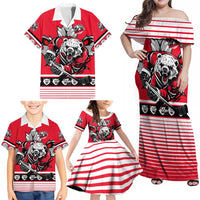 Personalized Polar Bear Hockey Canada Family Matching Off Shoulder Maxi Dress and Hawaiian Shirt Maple Leaf Ice Warrior