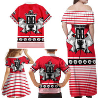 Personalized Polar Bear Hockey Canada Family Matching Off Shoulder Maxi Dress and Hawaiian Shirt Maple Leaf Ice Warrior