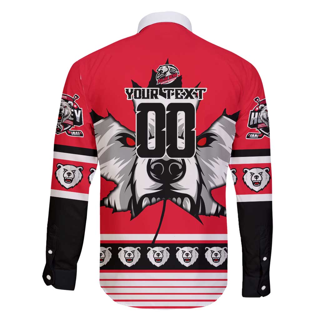 Personalized Polar Bear Hockey Canada Family Matching Off Shoulder Maxi Dress and Hawaiian Shirt Maple Leaf Ice Warrior