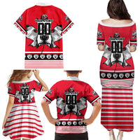 Personalized Polar Bear Hockey Canada Family Matching Puletasi and Hawaiian Shirt Maple Leaf Ice Warrior