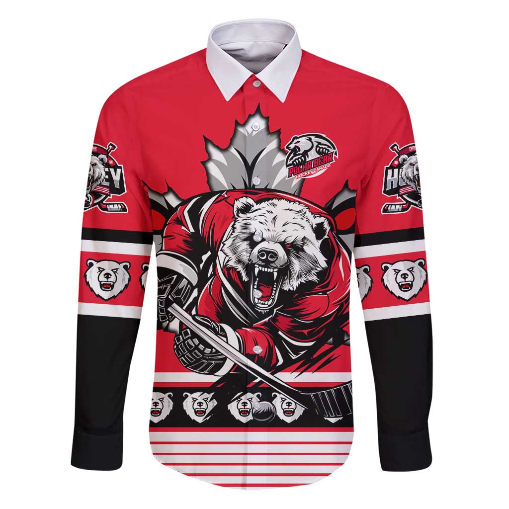 Personalized Polar Bear Hockey Canada Family Matching Puletasi and Hawaiian Shirt Maple Leaf Ice Warrior