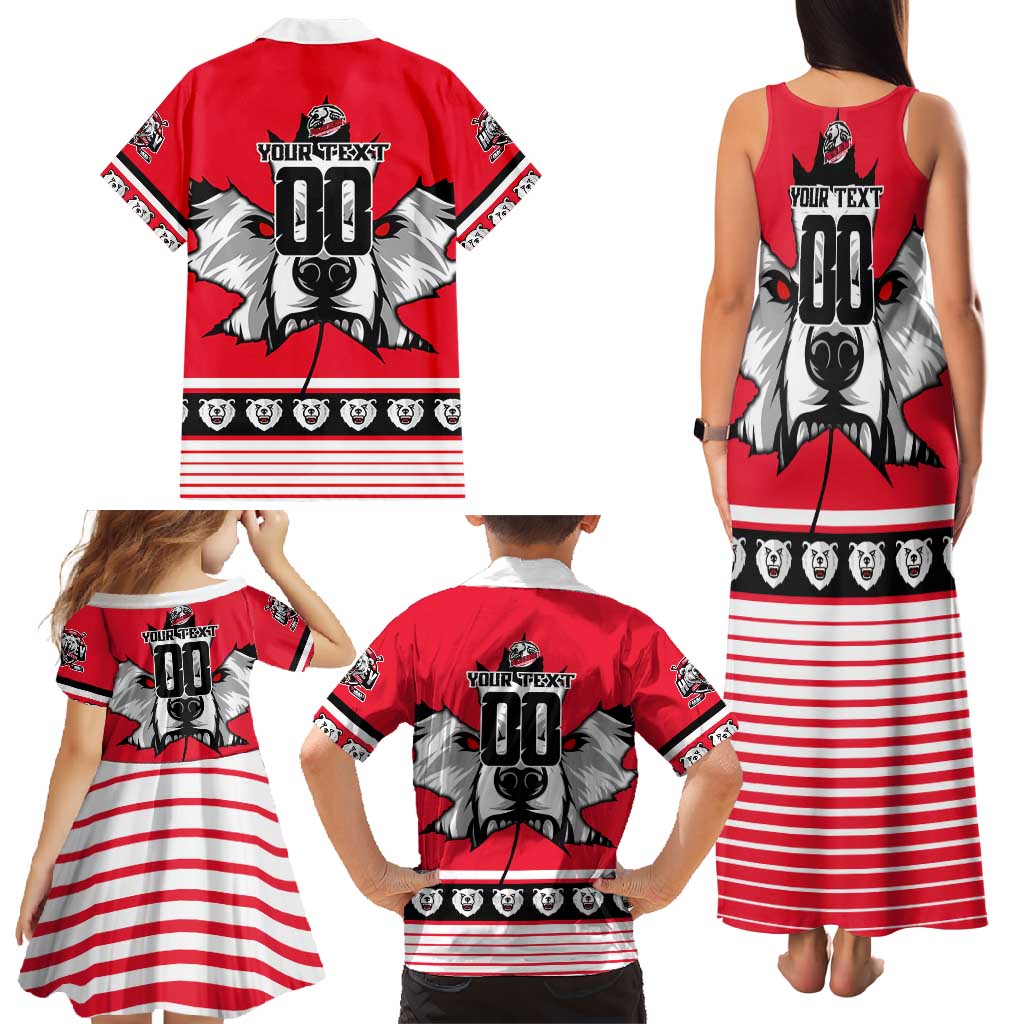 Personalized Polar Bear Hockey Canada Family Matching Tank Maxi Dress and Hawaiian Shirt Maple Leaf Ice Warrior