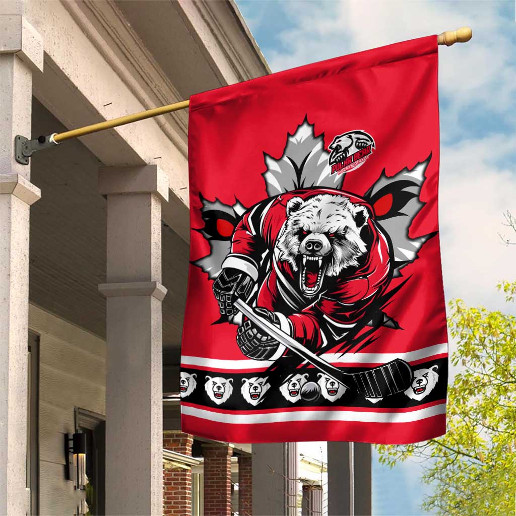 Polar Bear Hockey Canada Garden Flag Maple Leaf Ice Warrior