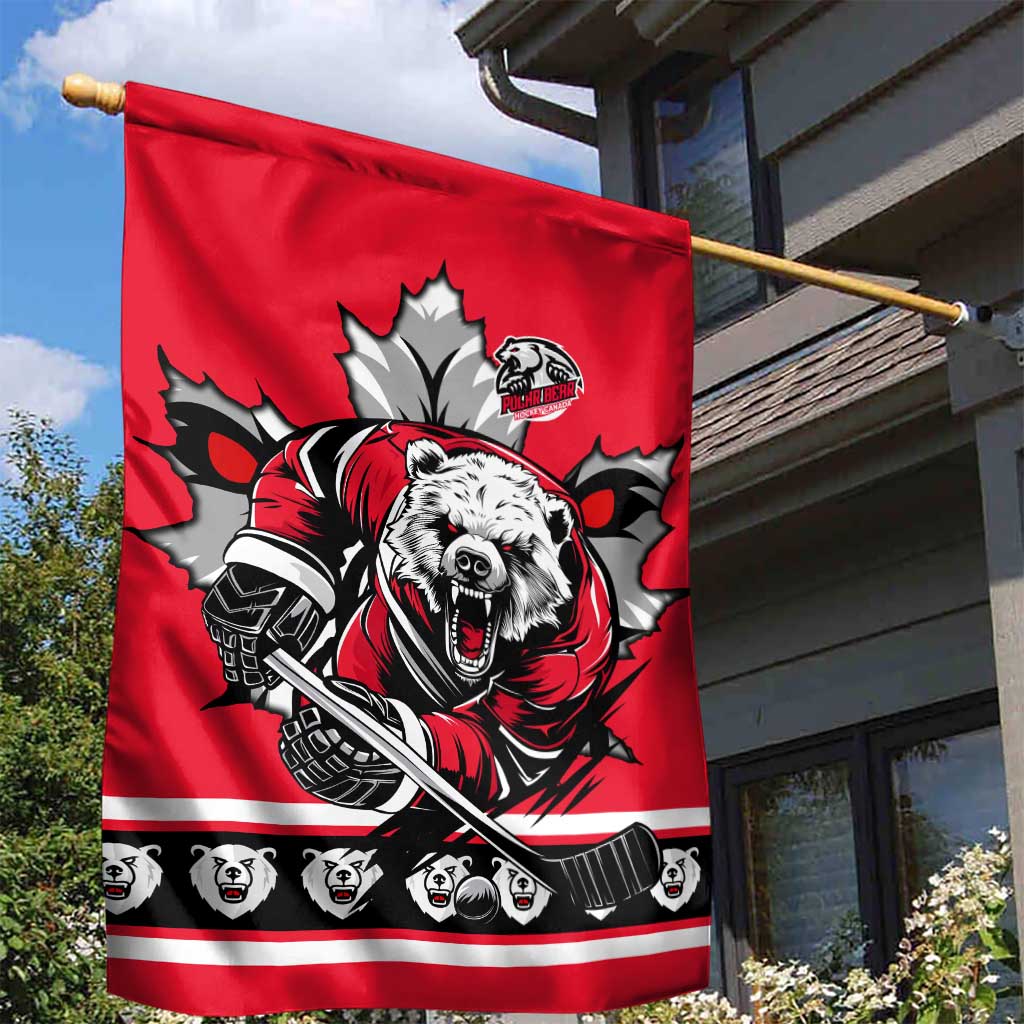 Polar Bear Hockey Canada Garden Flag Maple Leaf Ice Warrior