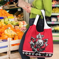 Polar Bear Hockey Canada Grocery Bag Maple Leaf Ice Warrior