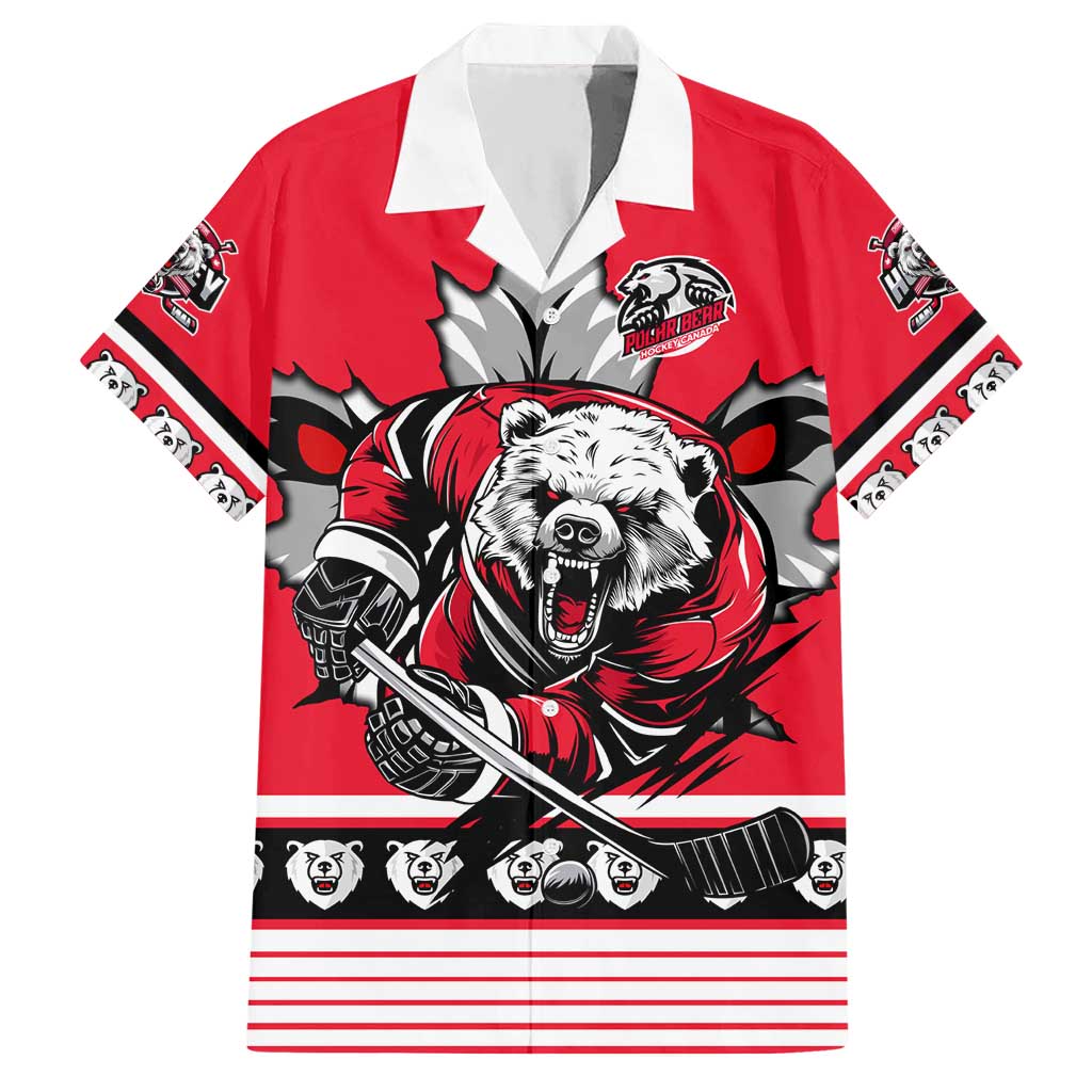 Personalized Polar Bear Hockey Canada Hawaiian Shirt Maple Leaf Ice Warrior
