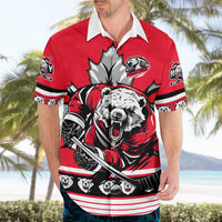 Personalized Polar Bear Hockey Canada Hawaiian Shirt Maple Leaf Ice Warrior