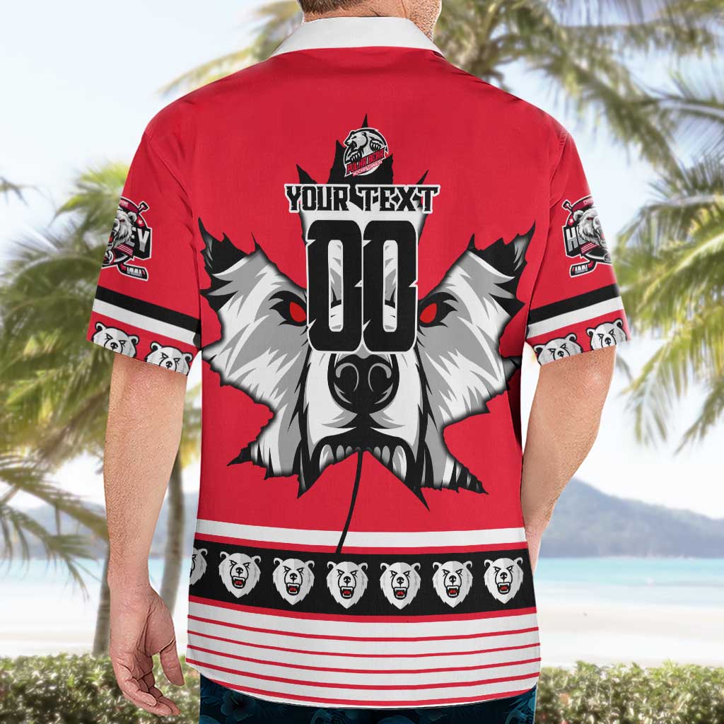 Personalized Polar Bear Hockey Canada Hawaiian Shirt Maple Leaf Ice Warrior