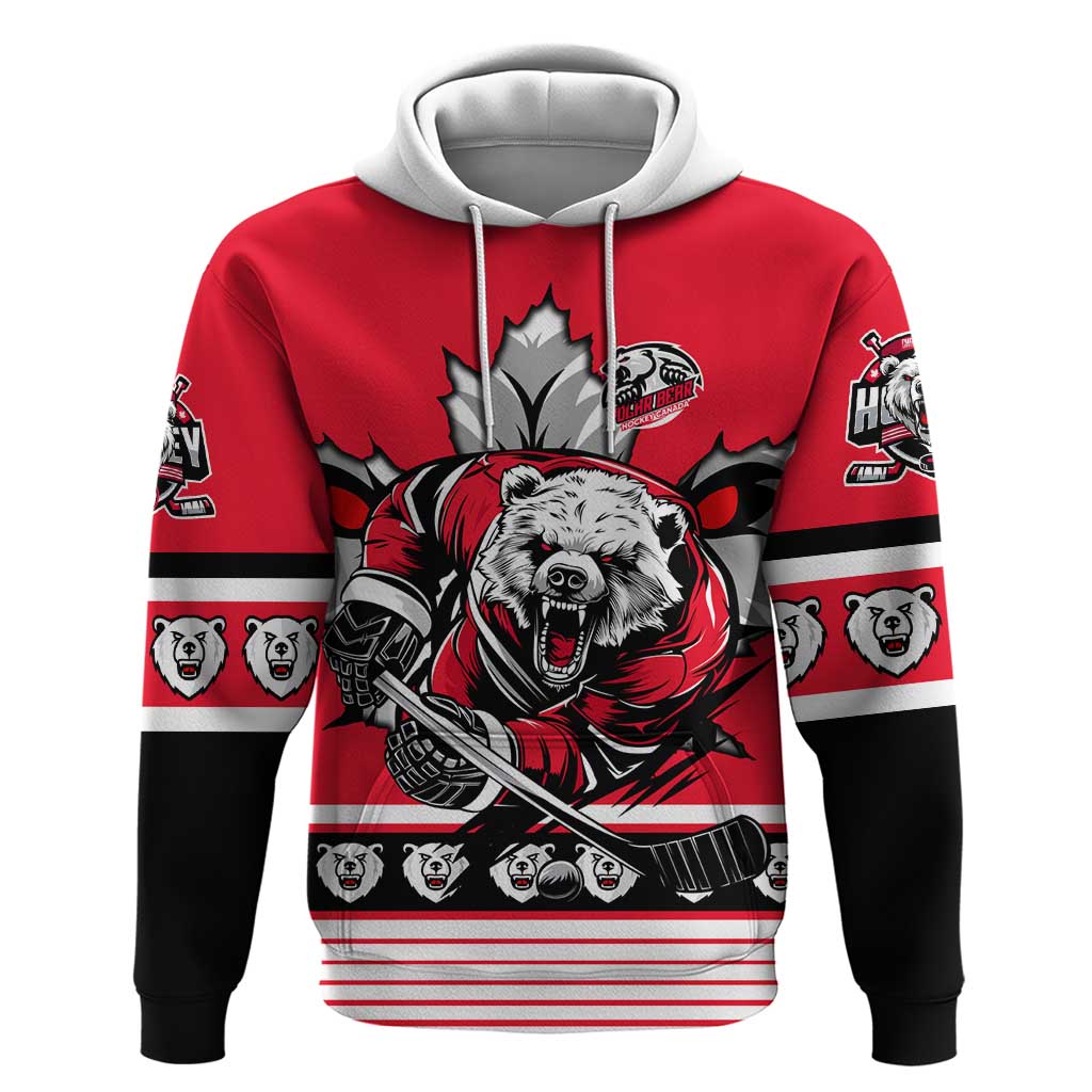 Personalized Polar Bear Hockey Canada Hoodie Maple Leaf Ice Warrior