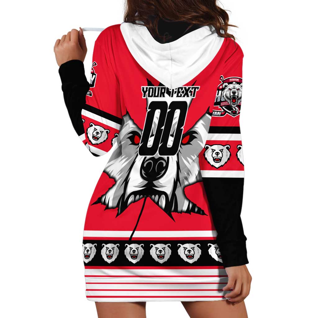 Personalized Polar Bear Hockey Canada Hoodie Dress Maple Leaf Ice Warrior