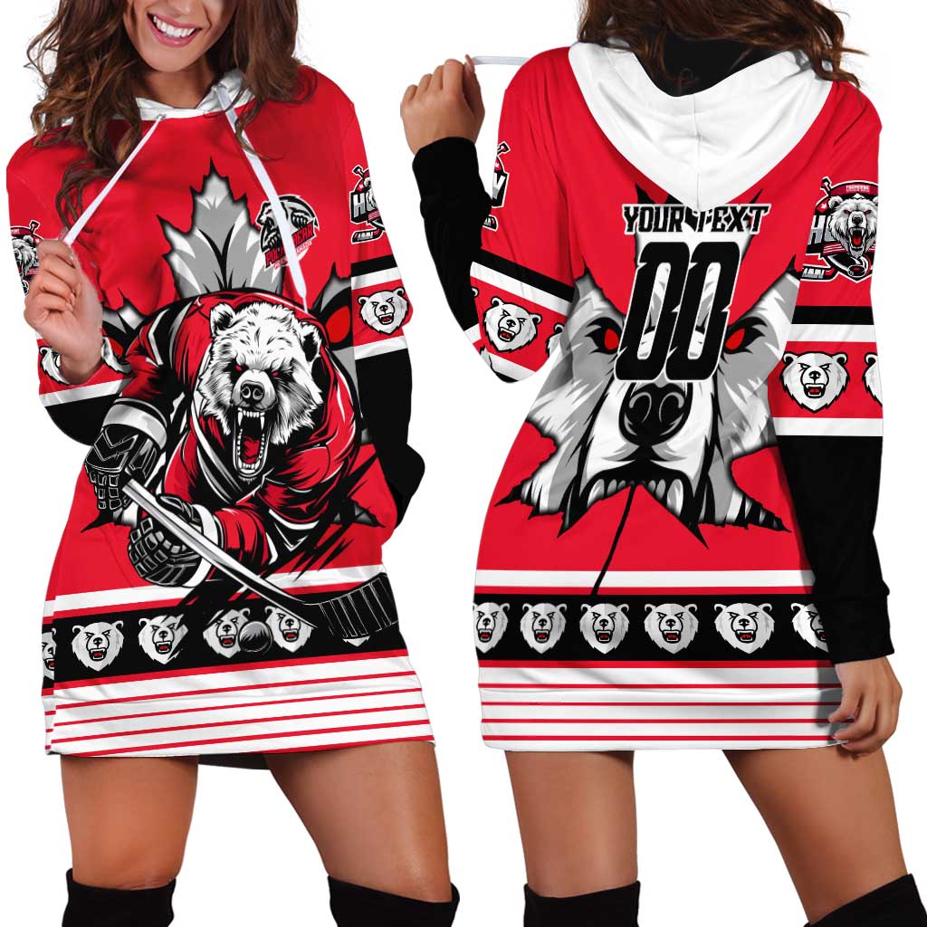 Personalized Polar Bear Hockey Canada Hoodie Dress Maple Leaf Ice Warrior